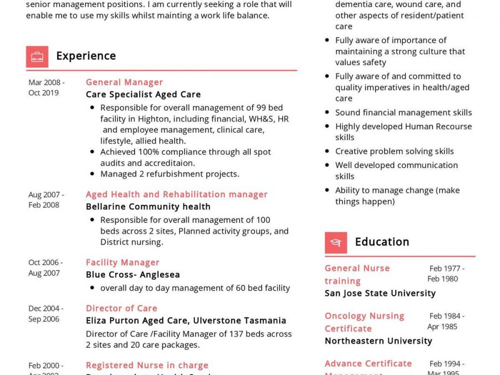 Registered Nurse Resume