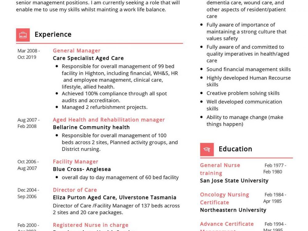 best cv format for nurses