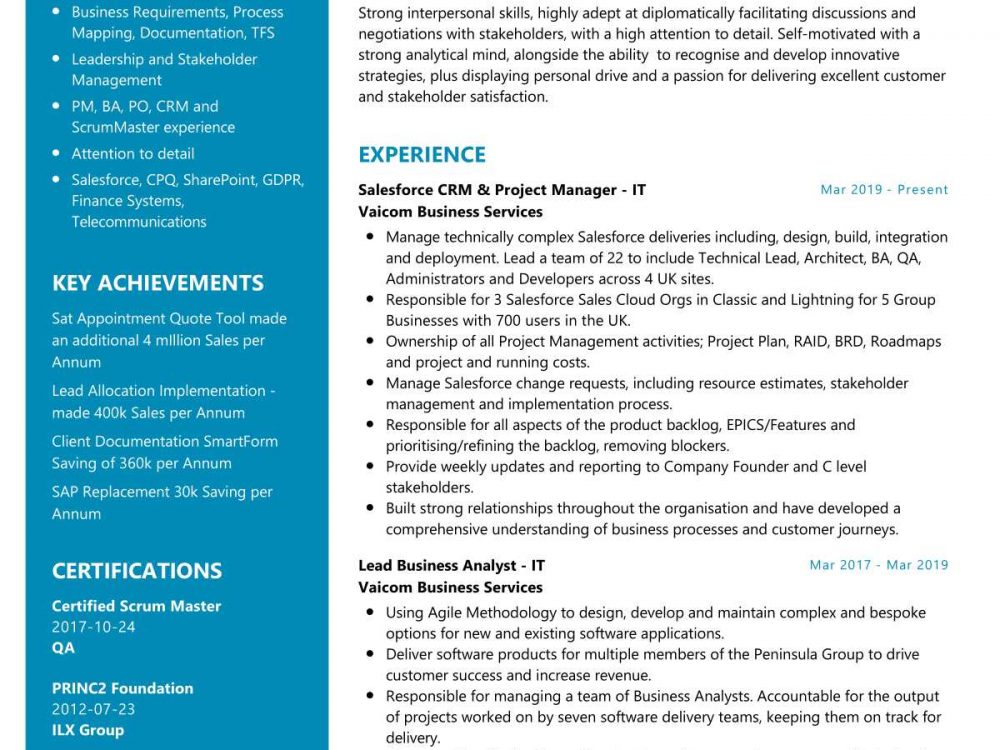 Salesforce CRM Resume Sample in 2024 ResumeKraft