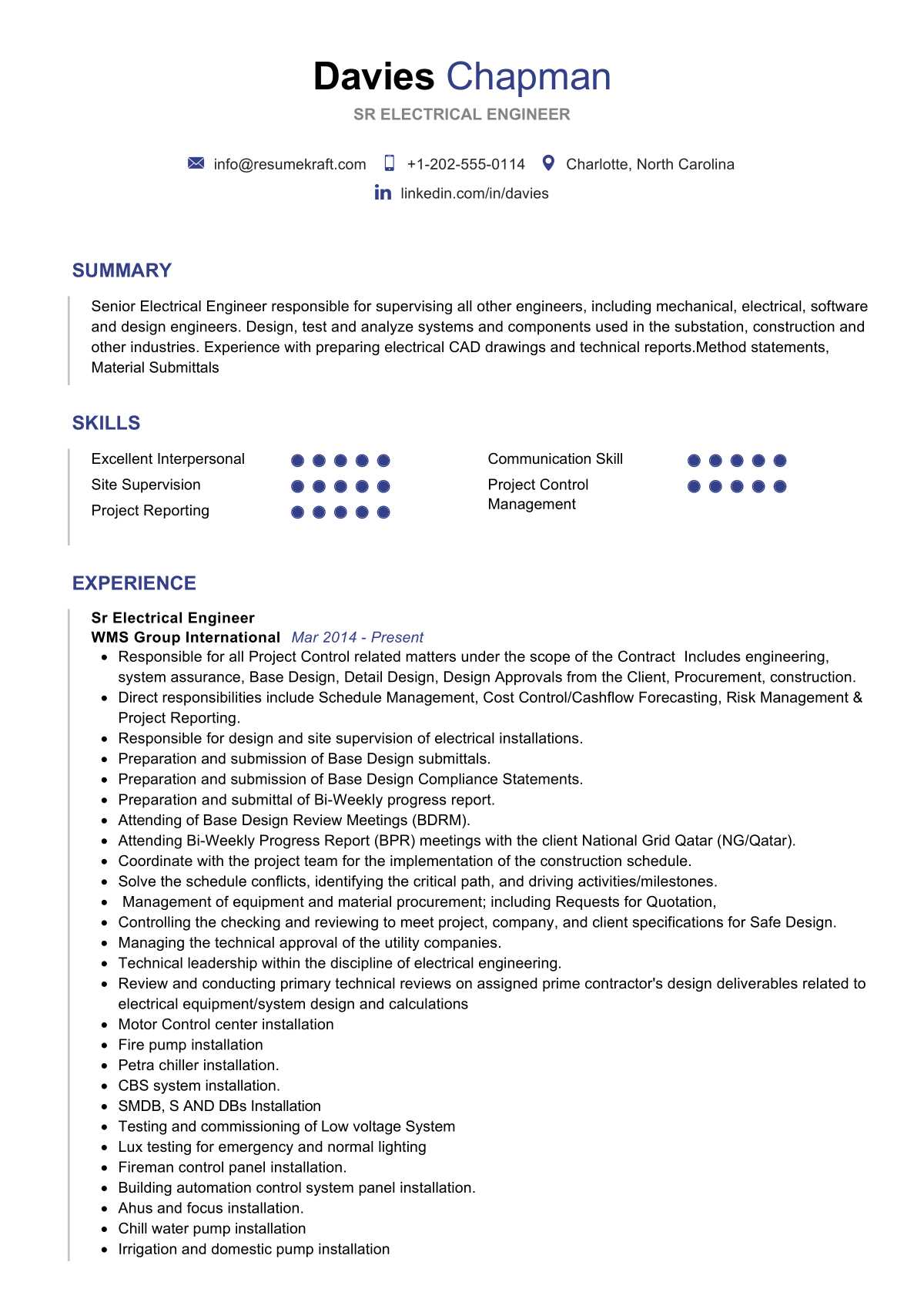 Cv For Installation And Test And Commissioning Of ...