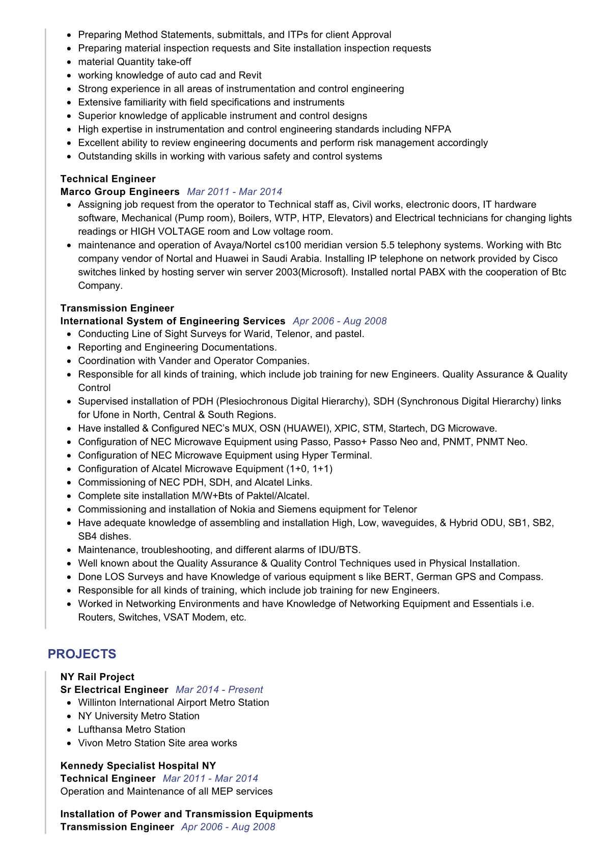 resume format for electrical engineers in word download free