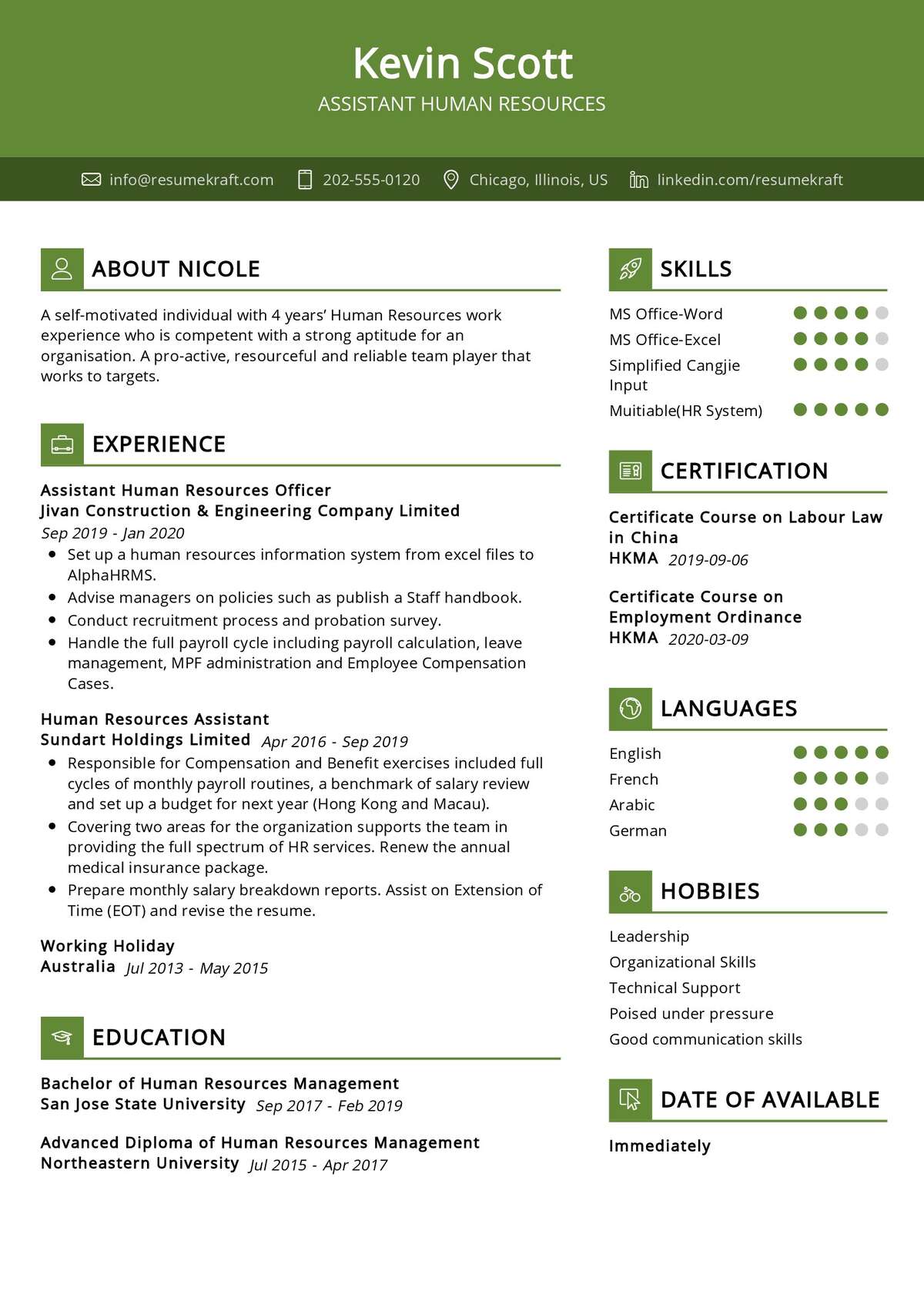 Human Resources Resume Template Free - prntbl.concejomunicipaldechinu ...