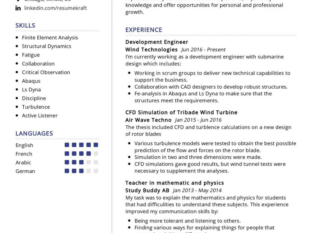 Development Engineer Resume