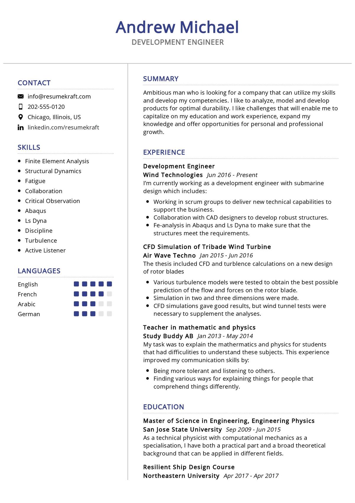 Development Engineer Resume Sample In 2024 Resumekraft 8561