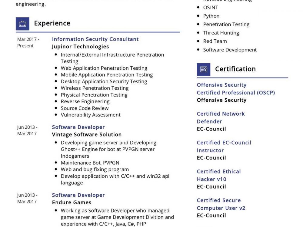 Information Security Consultant Resume