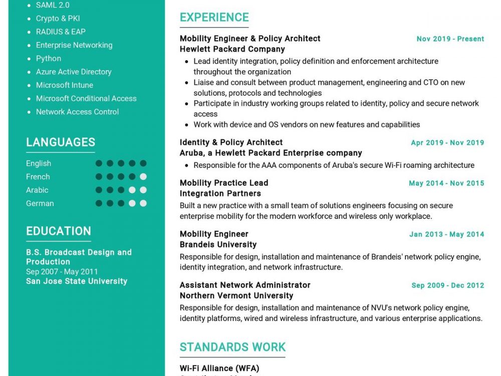 Mobility Engineer Resume Sample