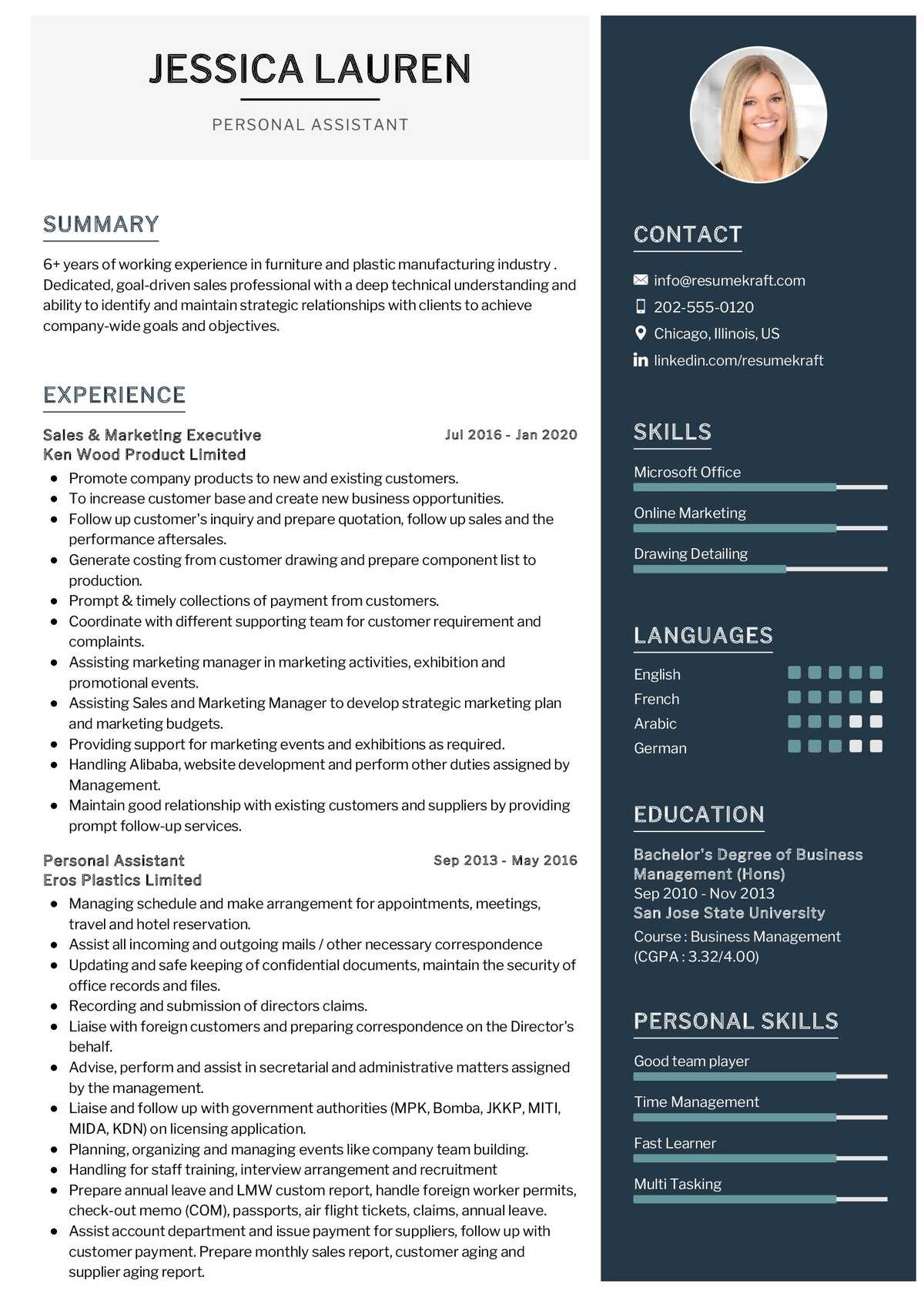 Personal Assistant Resume Sample 23  Writing Guide - ResumeKraft