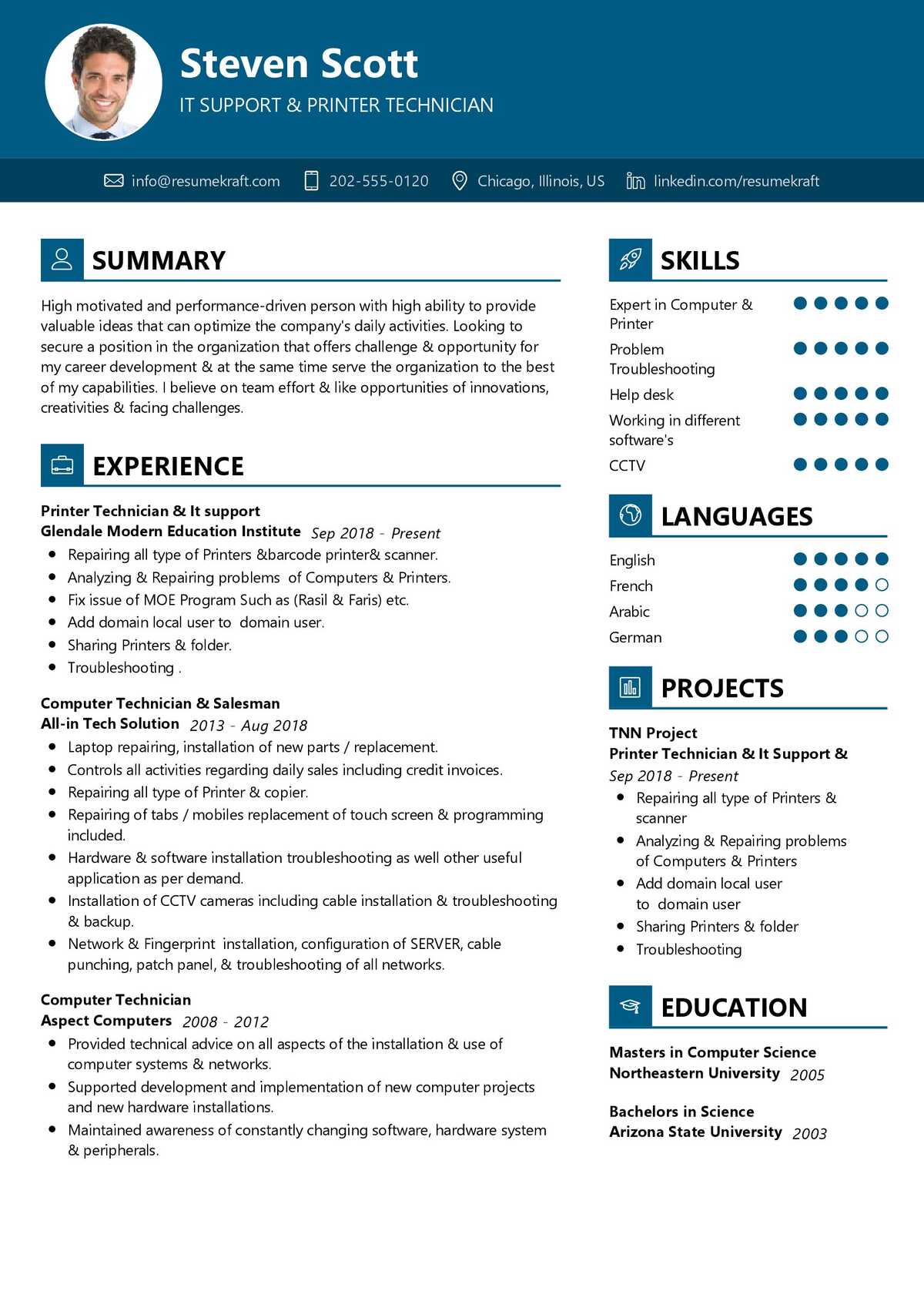 Printer Technician Resume Sample in 2024 ResumeKraft