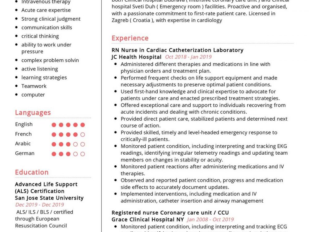 Registered Nurse Resume Sample