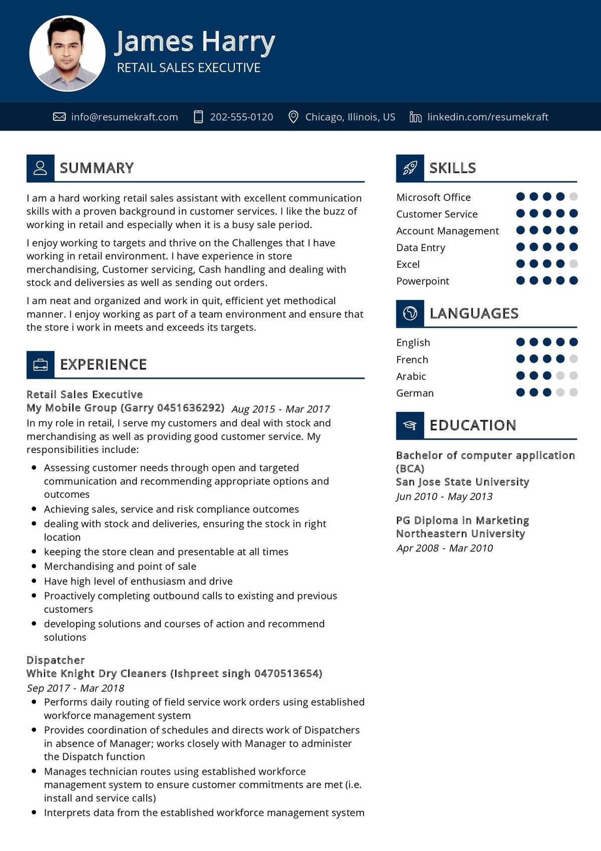 retail sales assistant personal statement