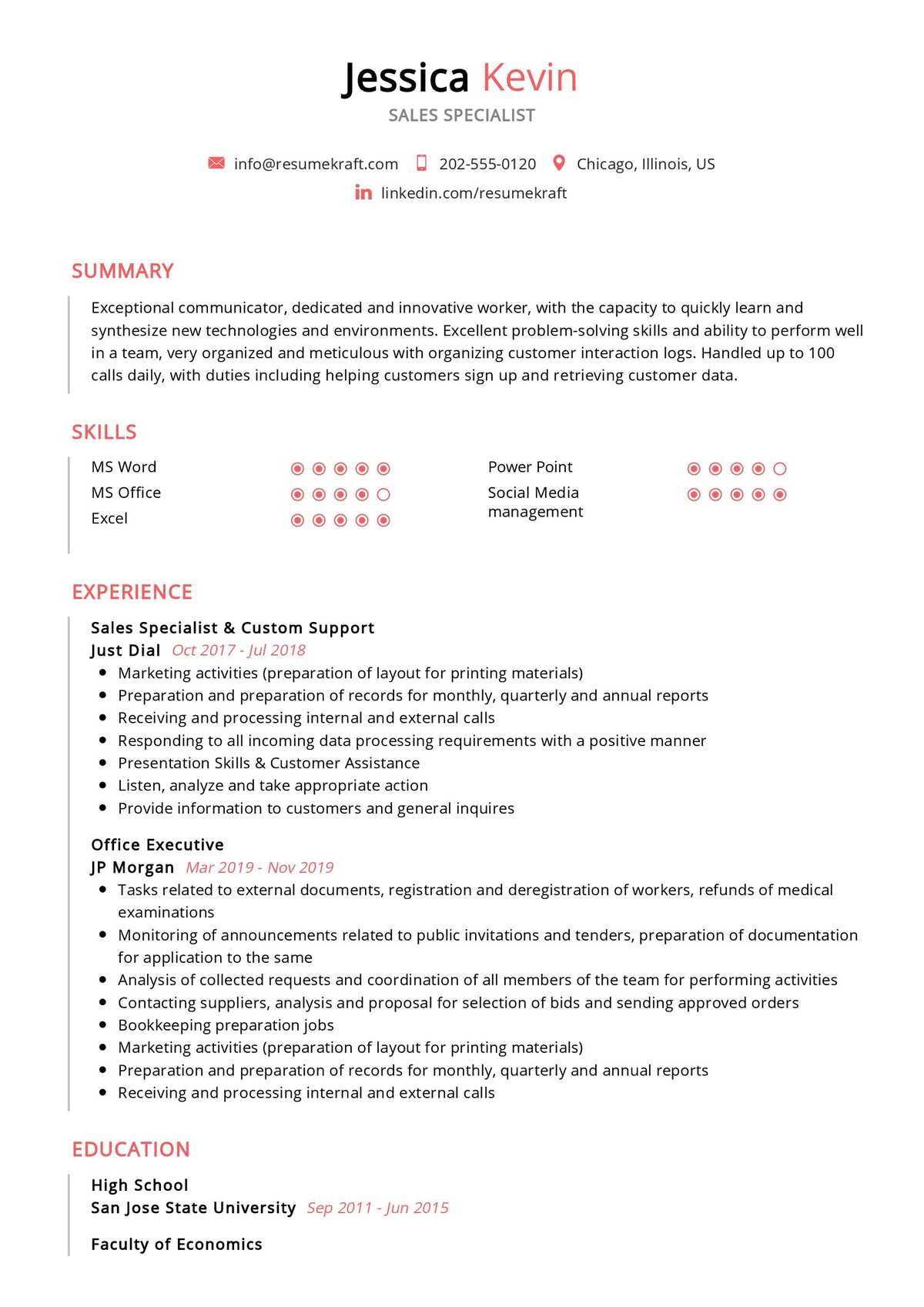 what to write on resume for sales experience