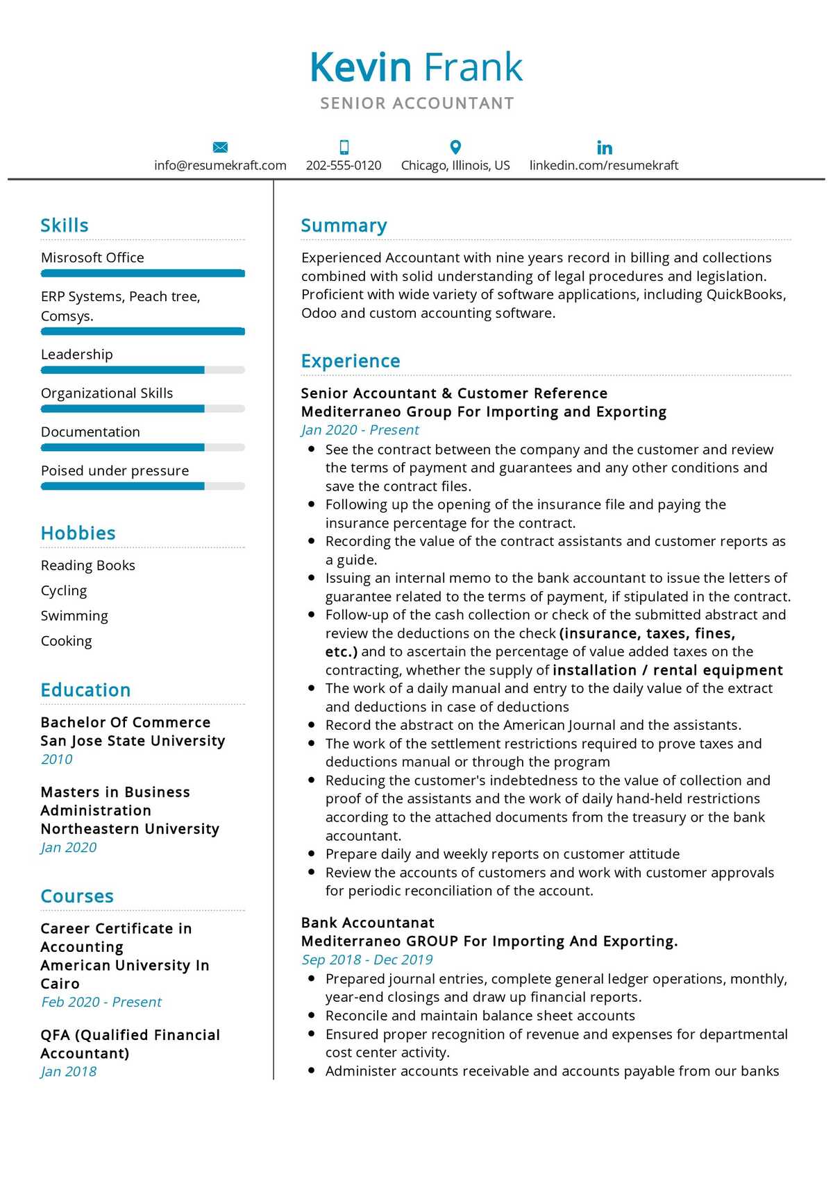 resume format for senior accountant