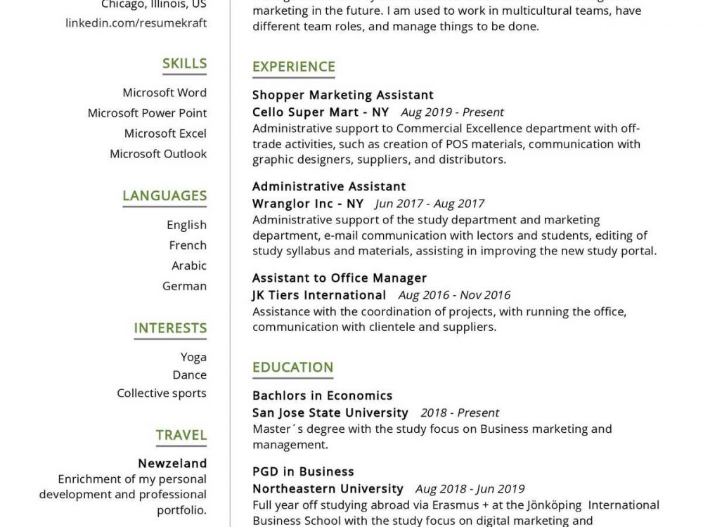 marketing assistant resume description