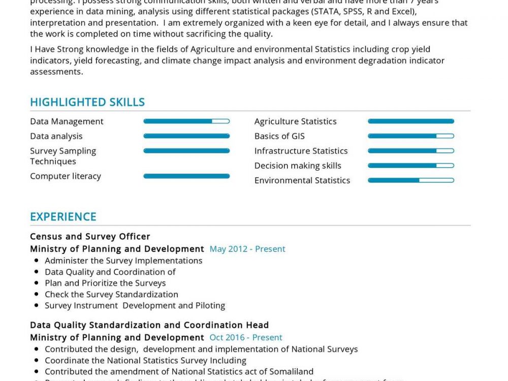 Survey Officer Resume Sample