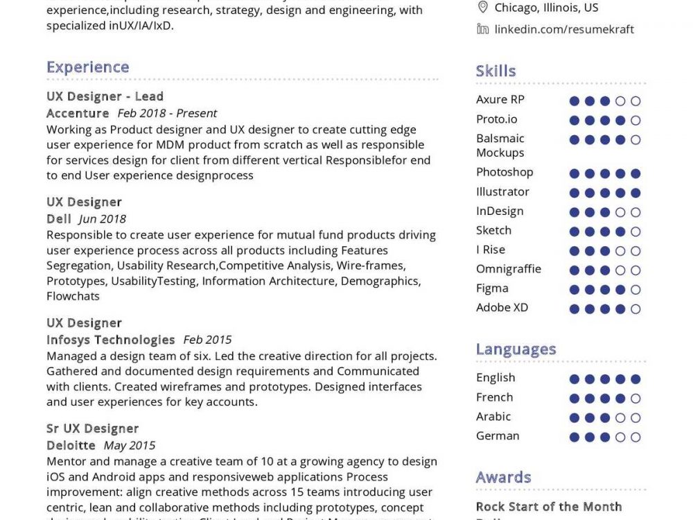 UX Designer Resume Sample