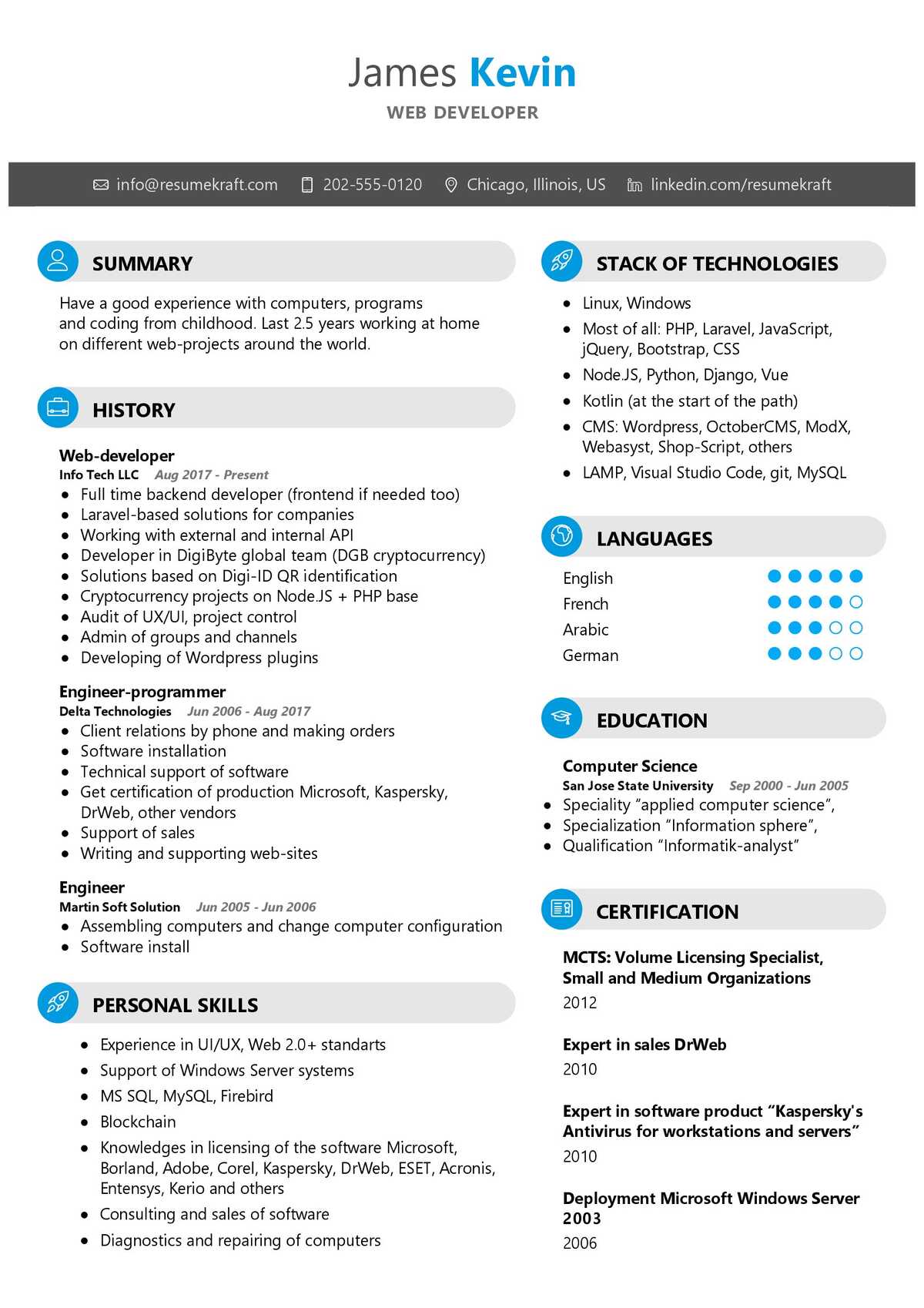 resume skills examples developer