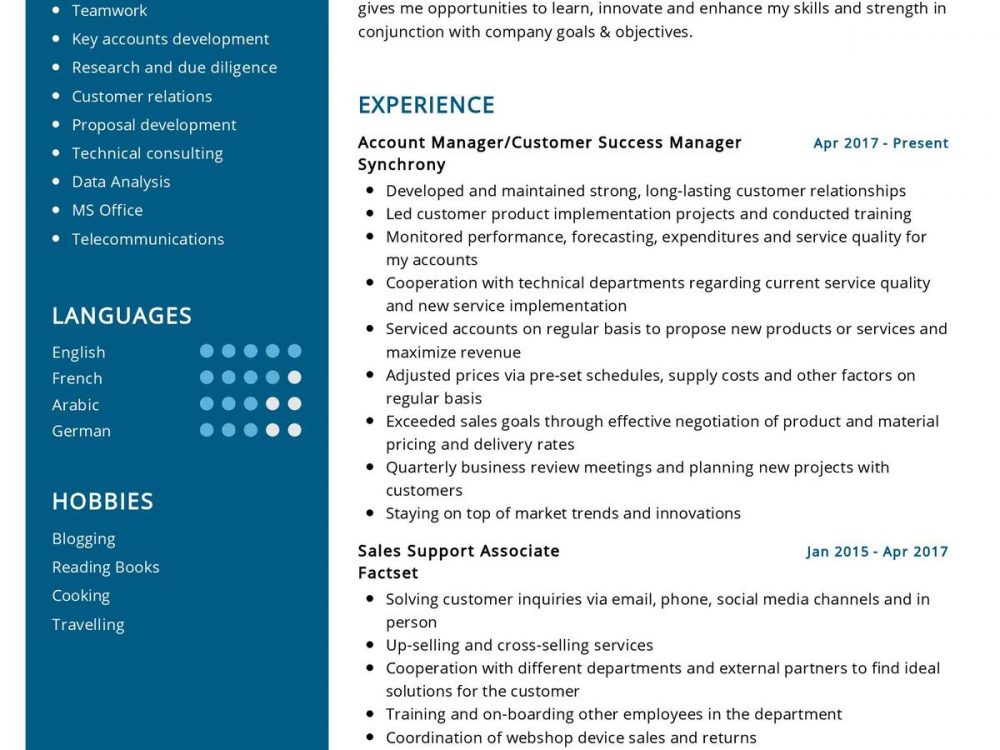 Customer Success Manager Resume