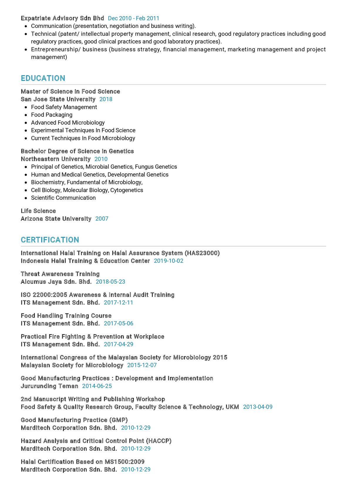 Food Technologist Resume Sample 30  Writing Guide - ResumeKraft