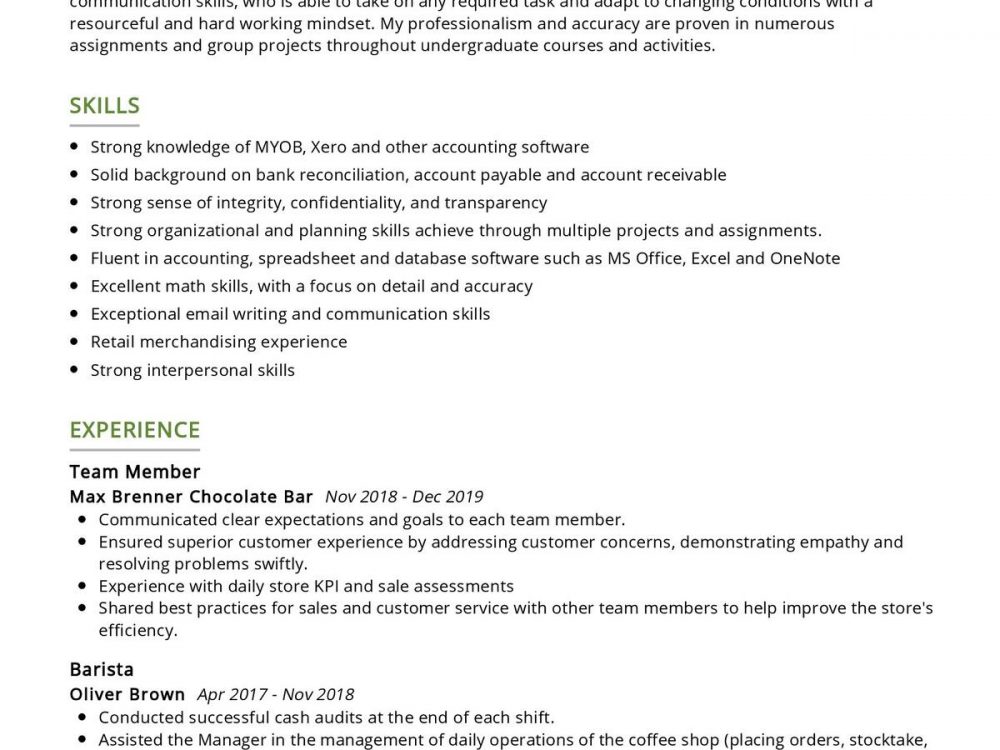 Accounting Student Resume