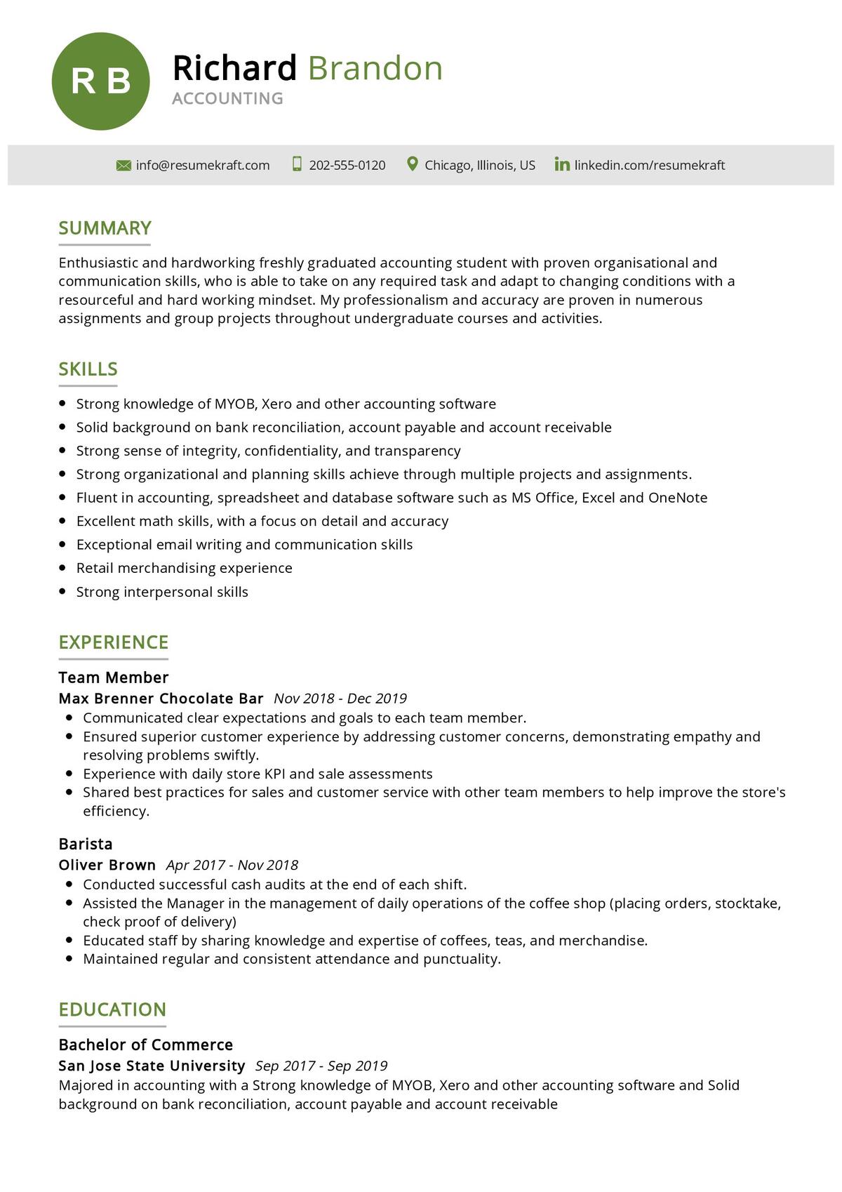 resume examples for accounting students