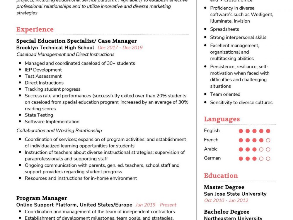 Education Specialist Resume