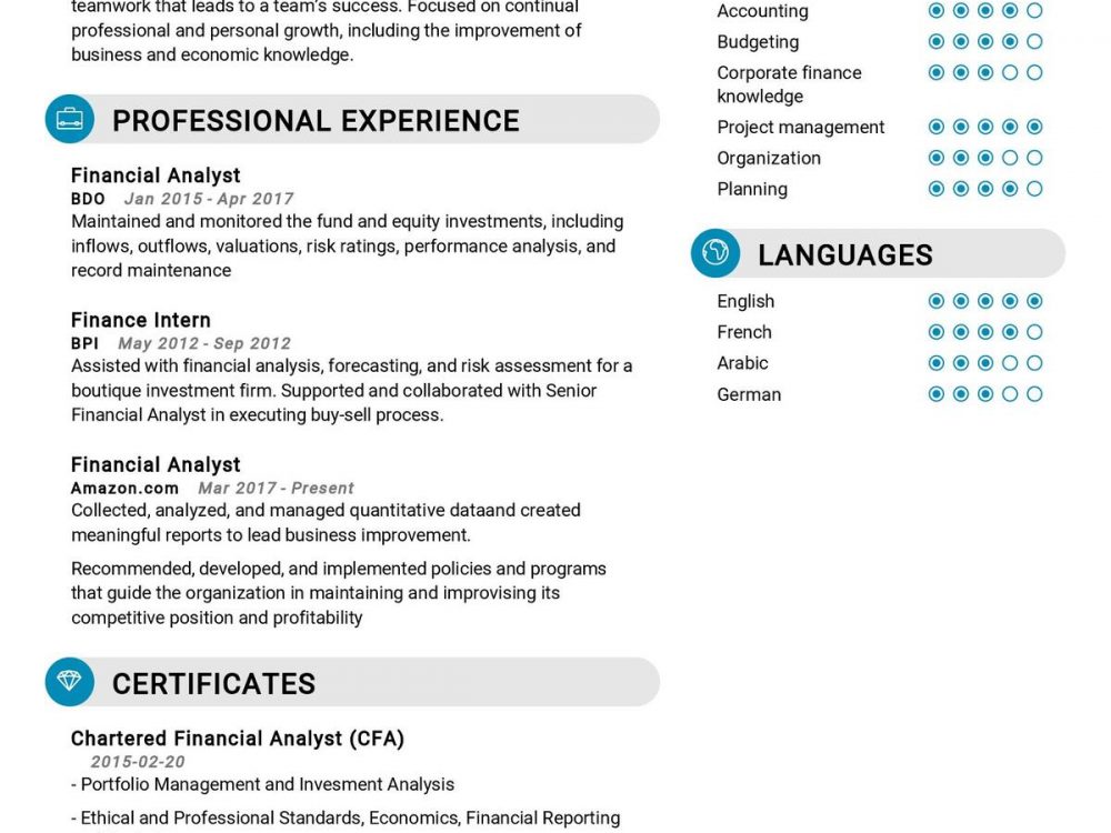 Junior Financial Analyst Resume