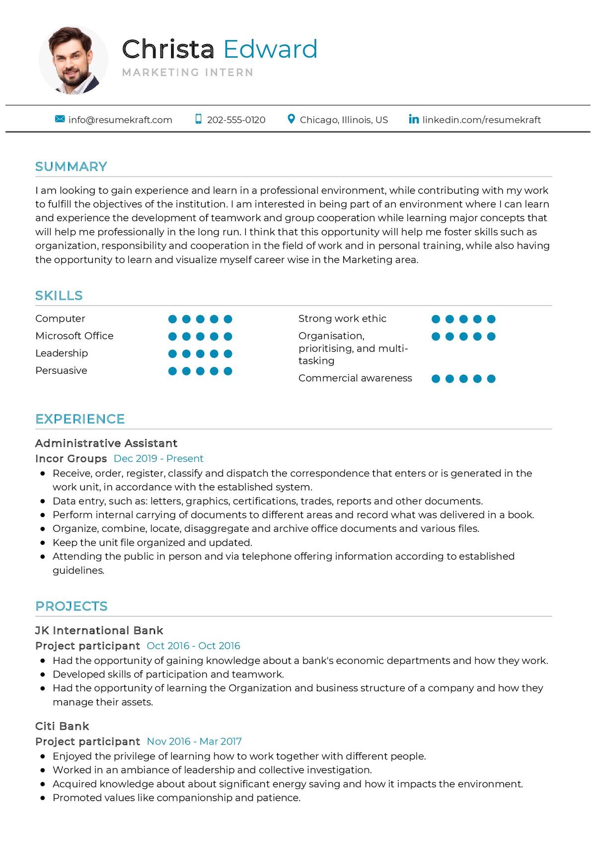 how to put marketing experience on resume