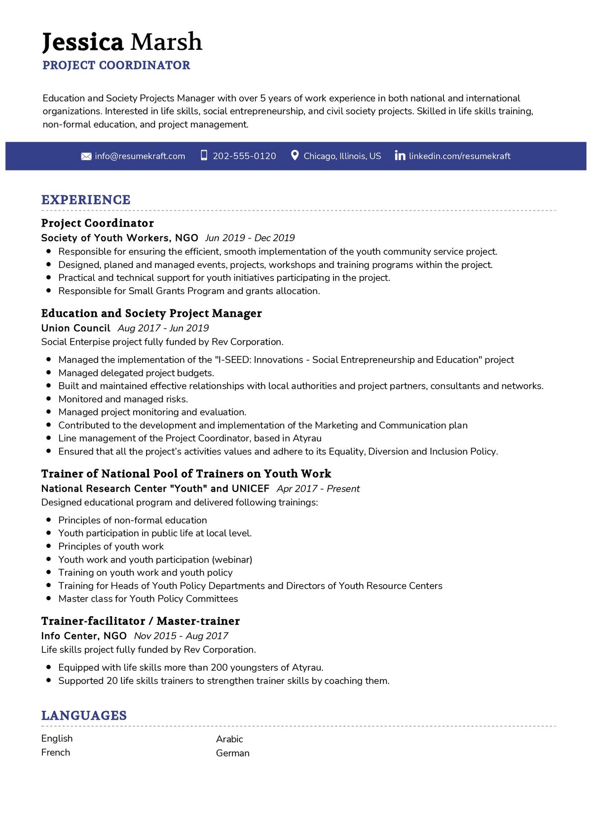 resume summary examples for project coordinator