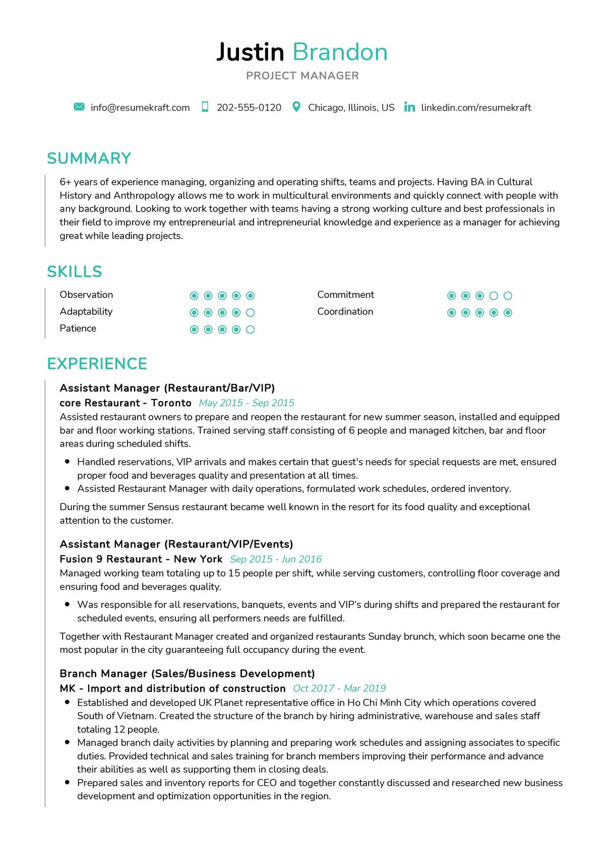 best project manager resume