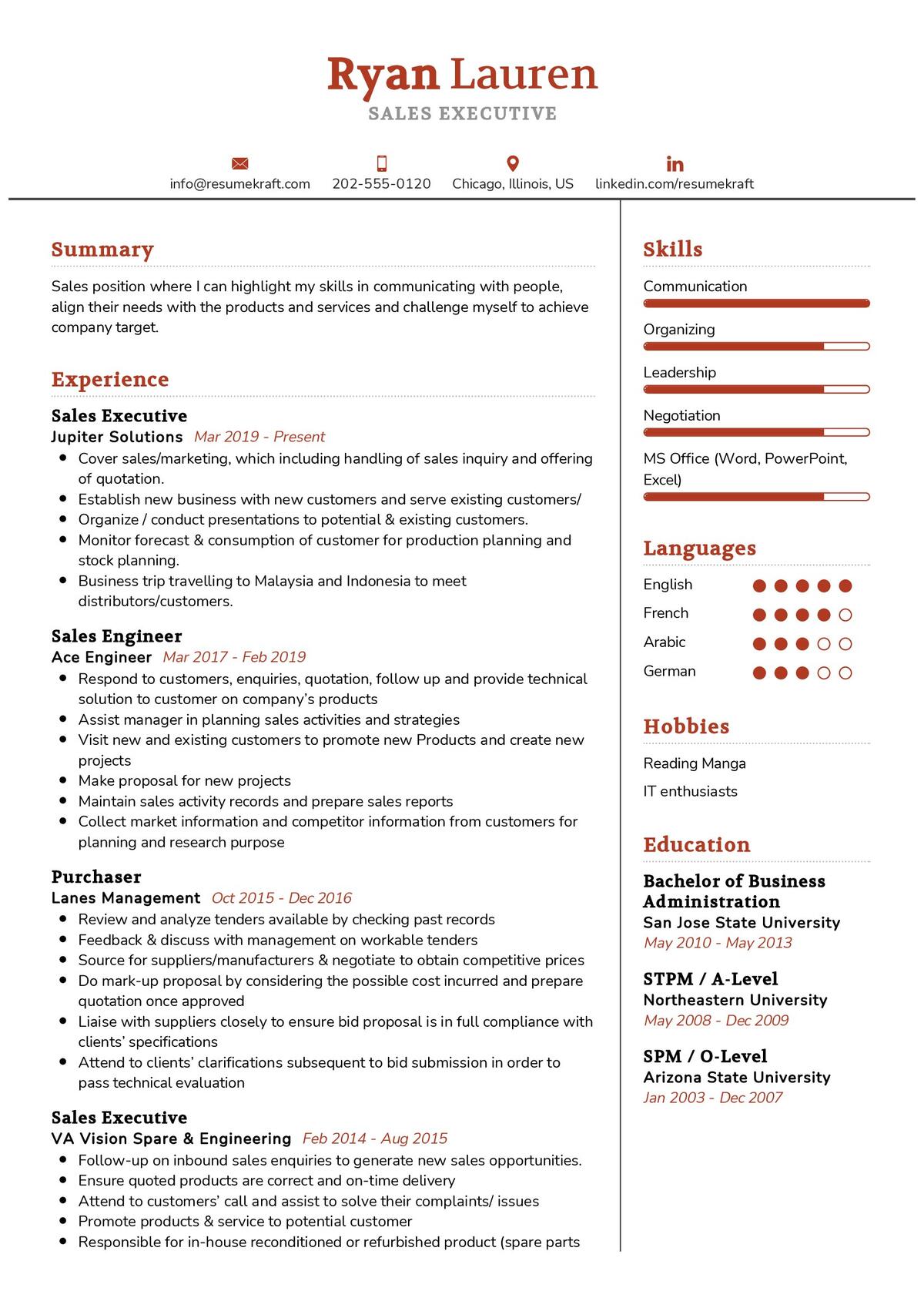 simple sales resume template free