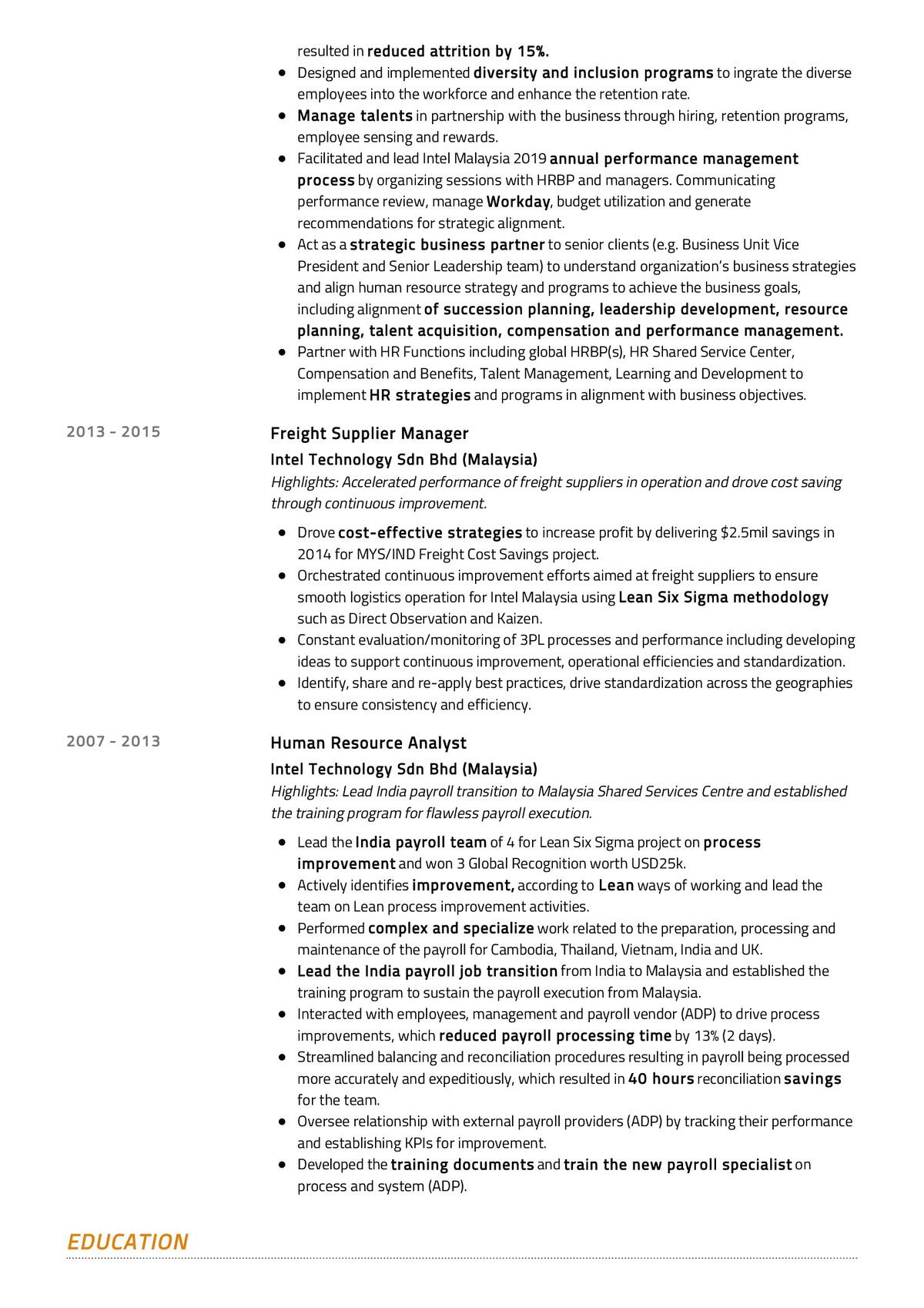 Hrbp Resume Template