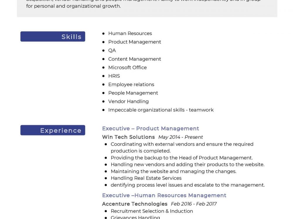 Executive Human Resources Management Resume