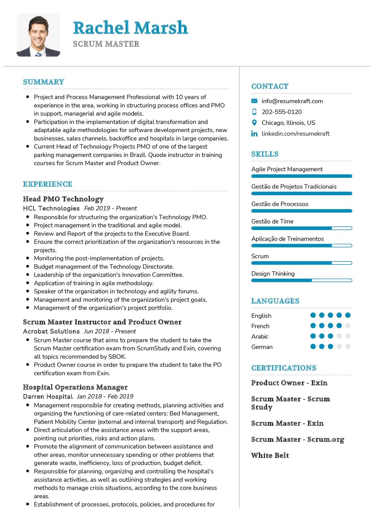 resume sample for scrum master