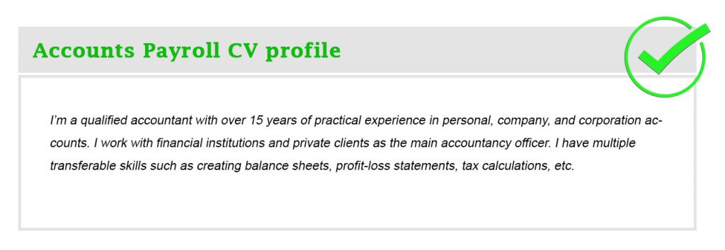 Accounts Payroll CV profile