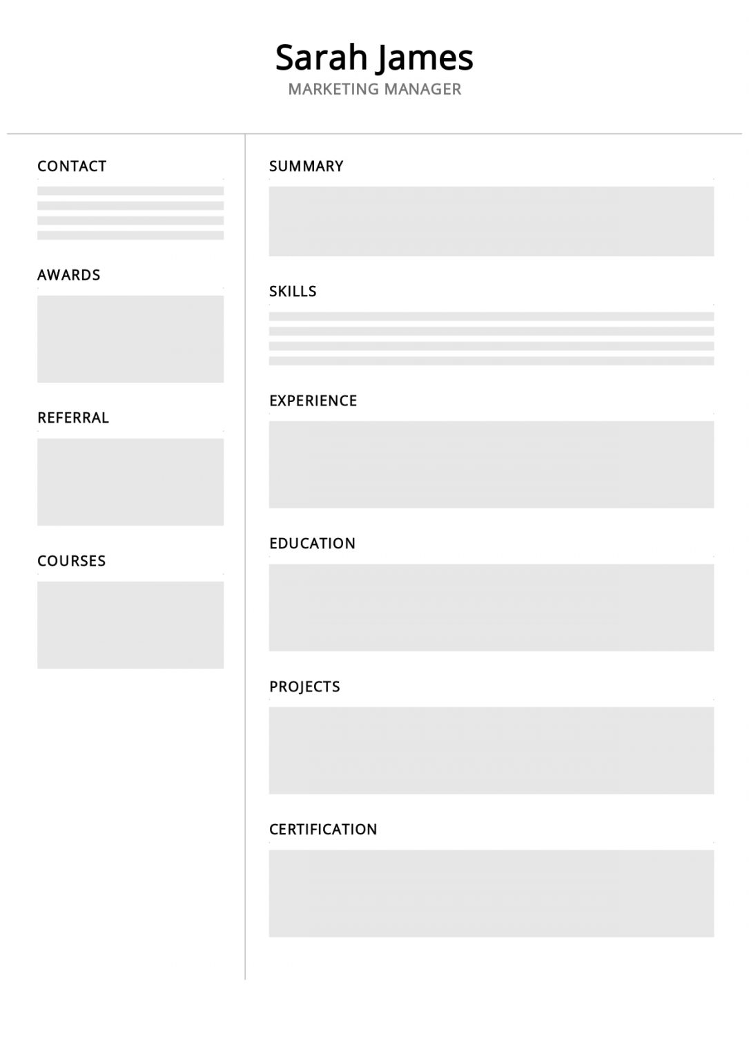 Blank CV Template Free Download 2024 - ResumeKraft