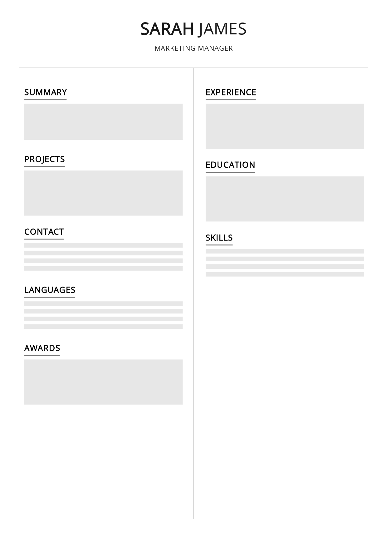 Blank CV Template Free Download 2024 - ResumeKraft