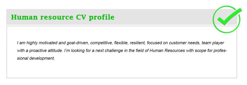 Human resource CV profile