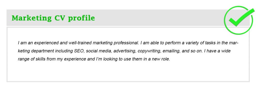 Marketing CV profile