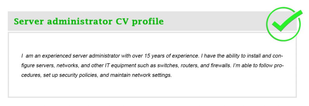 Server administrator CV profile