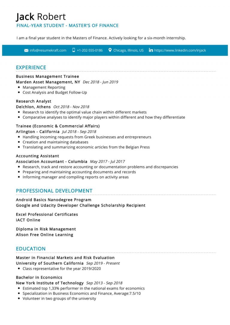 Student CV template + 16 CV examples in 2024 - ResumeKraft