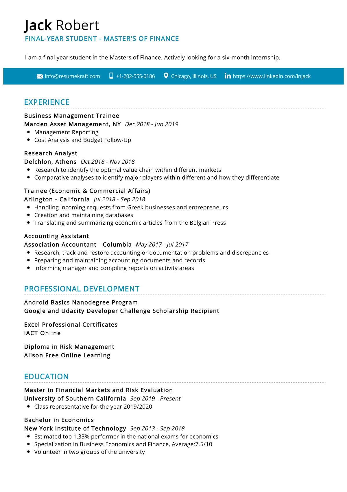 student project resume