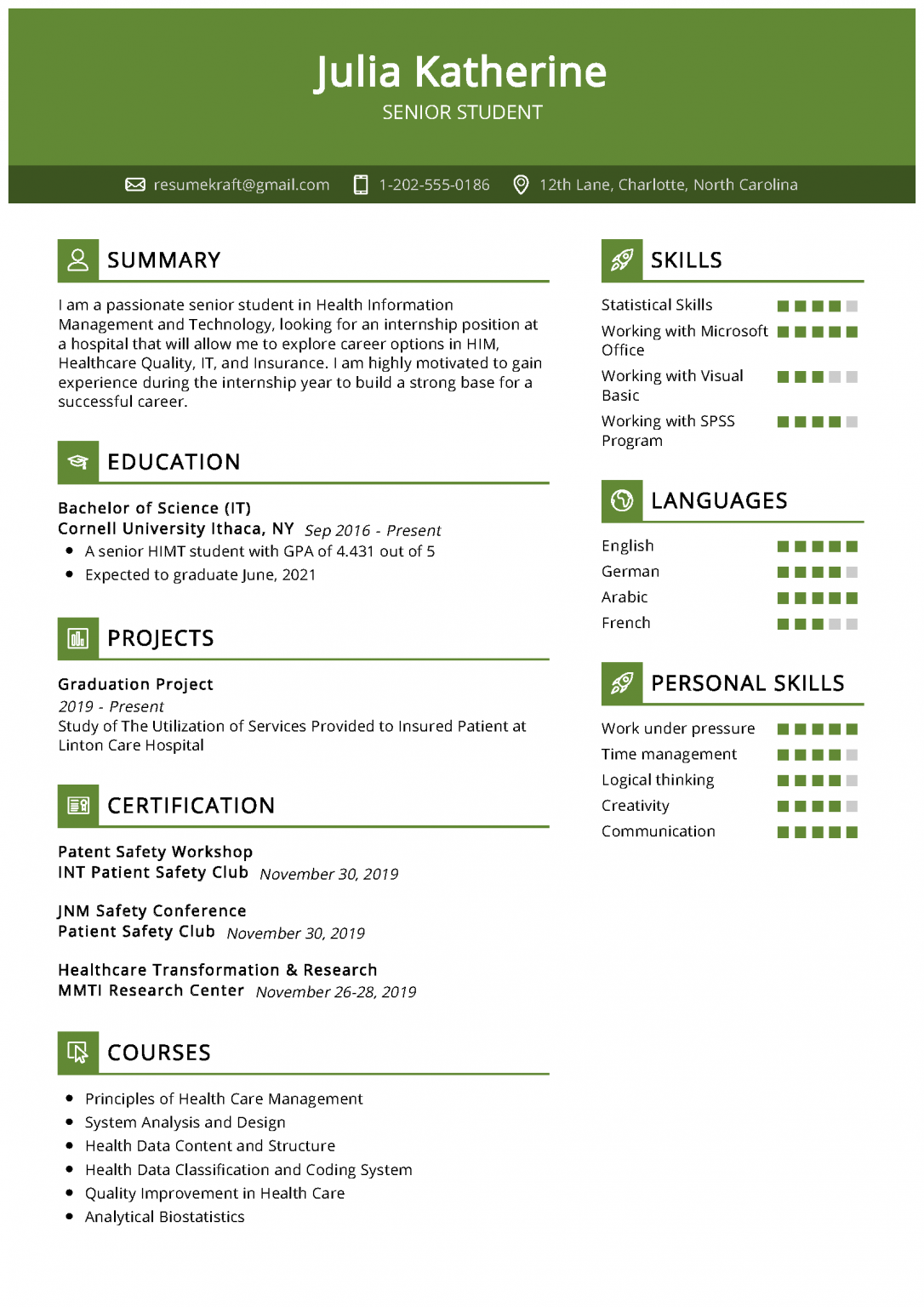 Student CV template + 16 CV examples in 2024 - ResumeKraft