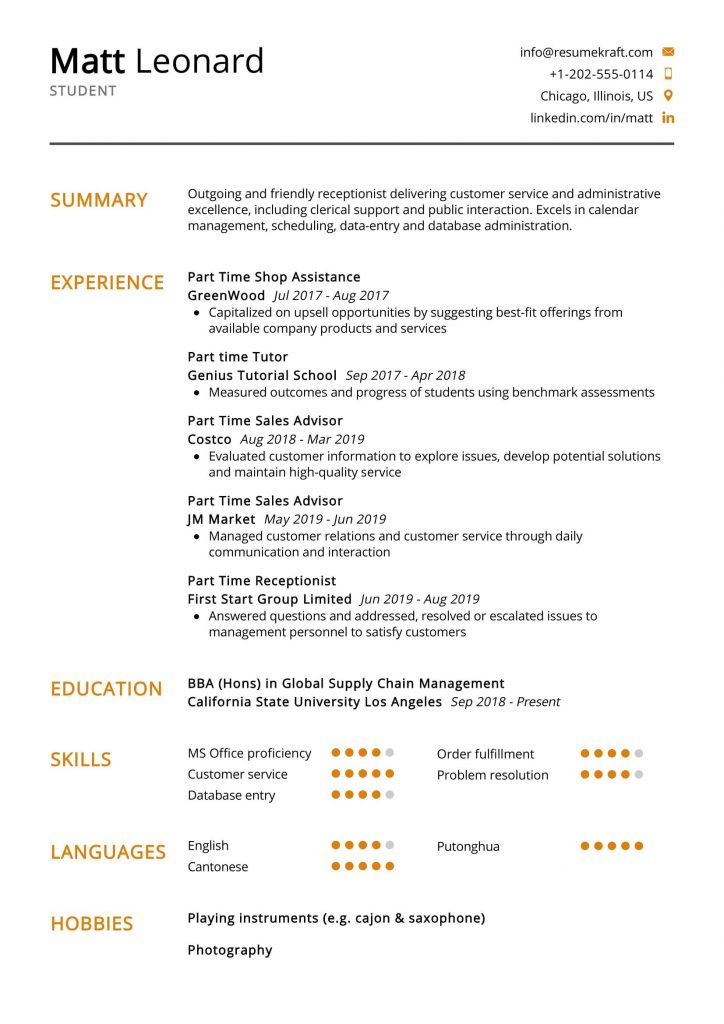 Student CV template + 16 CV examples in 2024 ResumeKraft