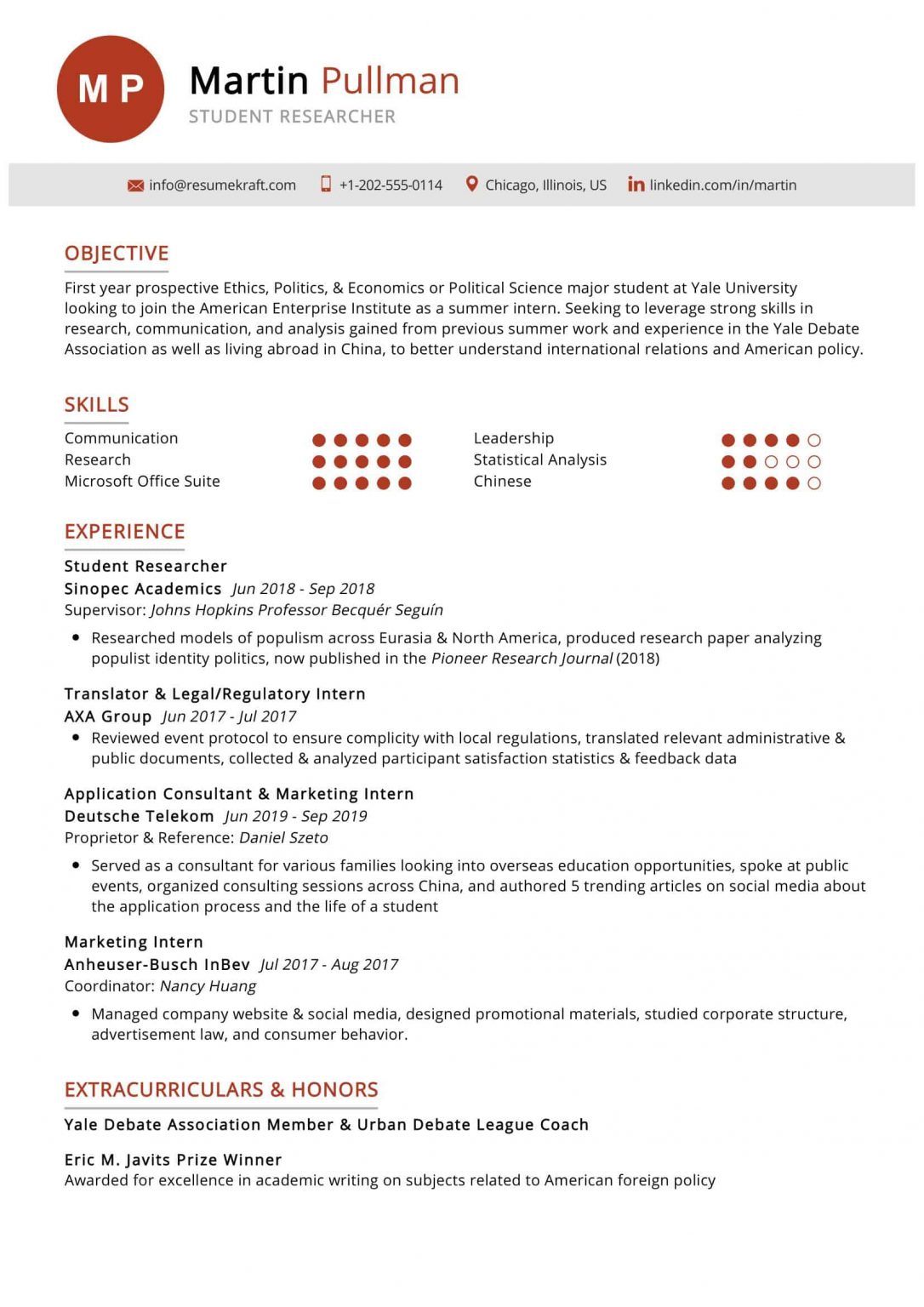 Student CV template + 16 CV examples in 2024 - ResumeKraft