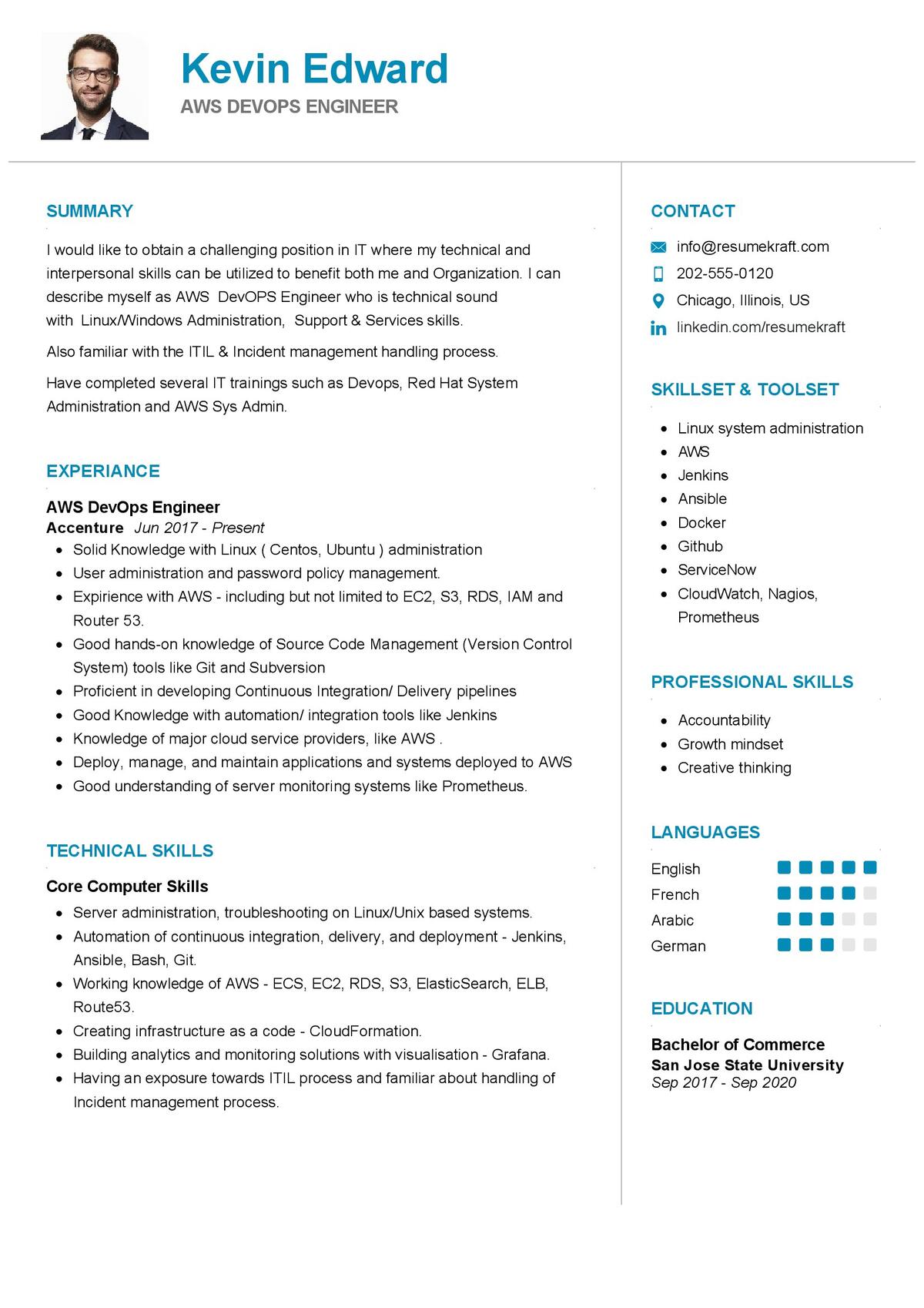 devops project manager resume sample