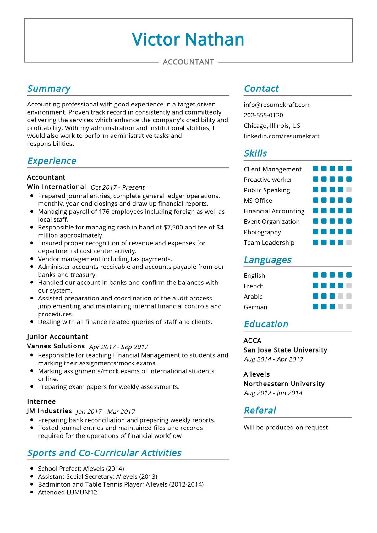 Accountant CV Sample in 2024 ResumeKraft