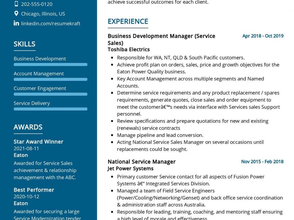 Business Development Manager CV Sample in 2024 - ResumeKraft