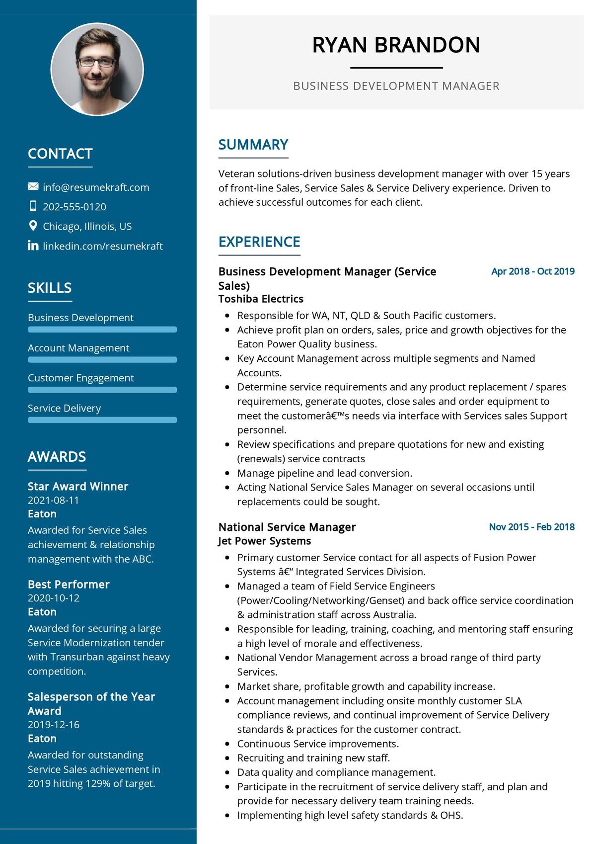 business development manager resume template