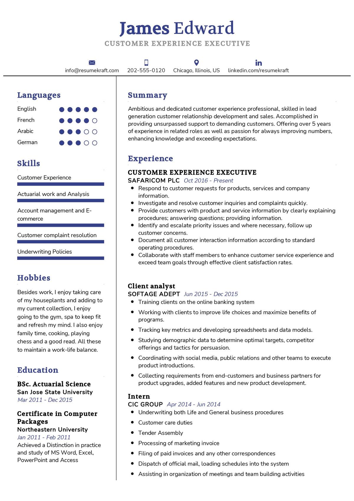 Customer Care Executive Cv Sample