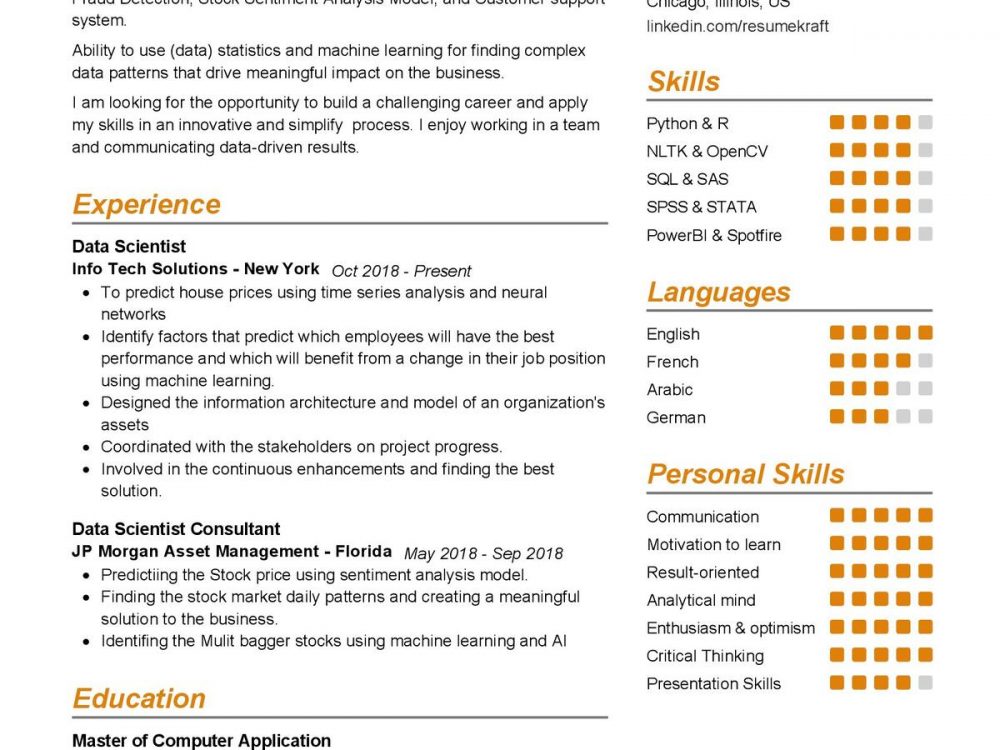 Data Scientist CV Sample